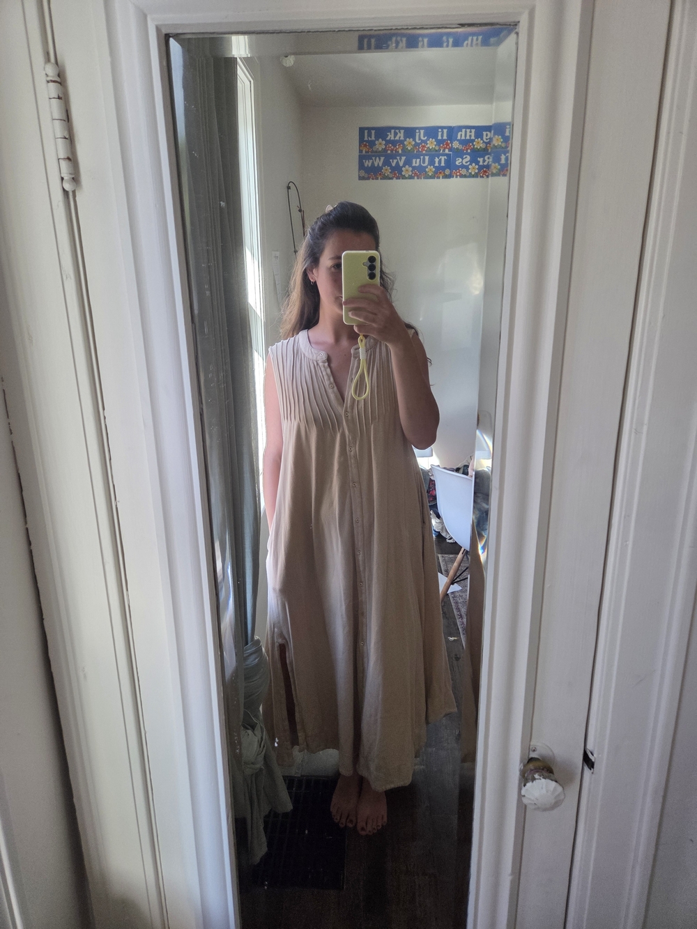 Free People Beige Button-Front Midi Shirt Dress - Picture 3 of 3